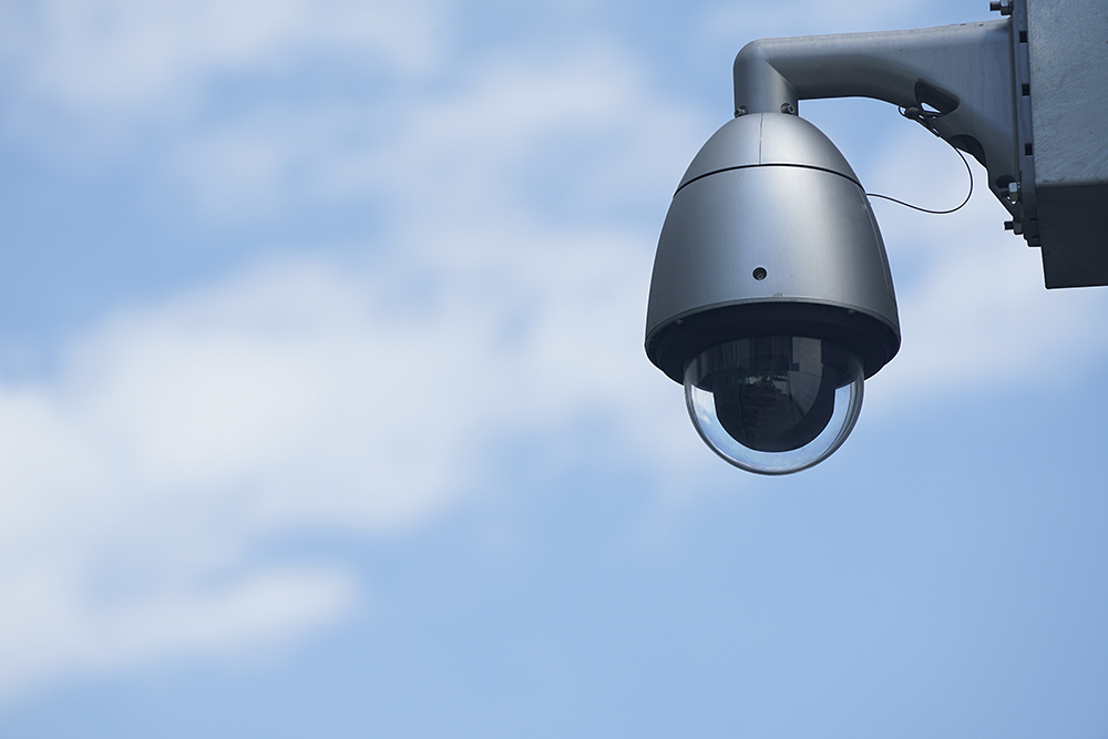 e-BO security camera on blue sky background